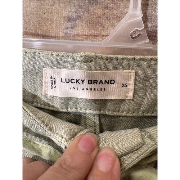 Lucky Brand Mid Rise Utility Straight Leg Pants Women 0 25 Olive Green Belted‎ - Picture 9 of 13